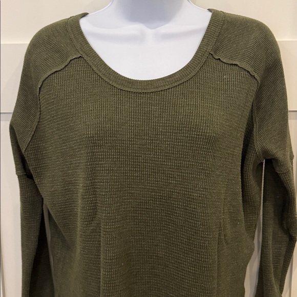 TNA Olive Green Waffle-Knit Long Sleeve Top - Picture 3 of 8